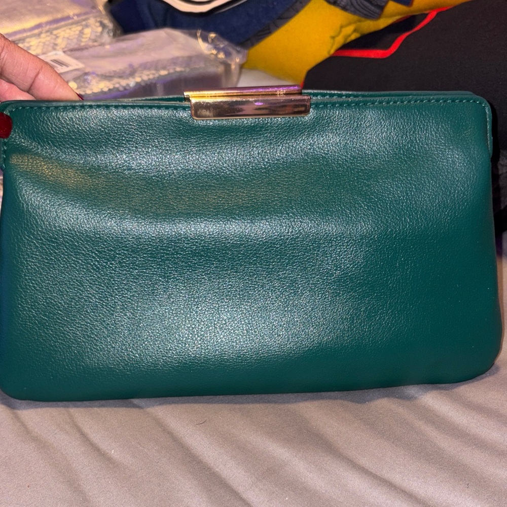 Chic Teal Clutch with Silver Accent